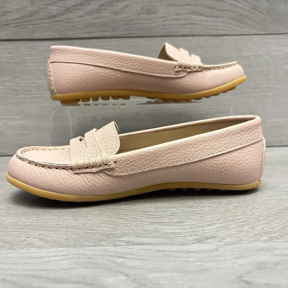 Elephantito Penny Loafers Pink Leather Slip On Driving Moccasin Shoe Size 1